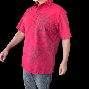 Nake’u Awai Hawaiian Shirt Pullover Pahu Drums Size Large